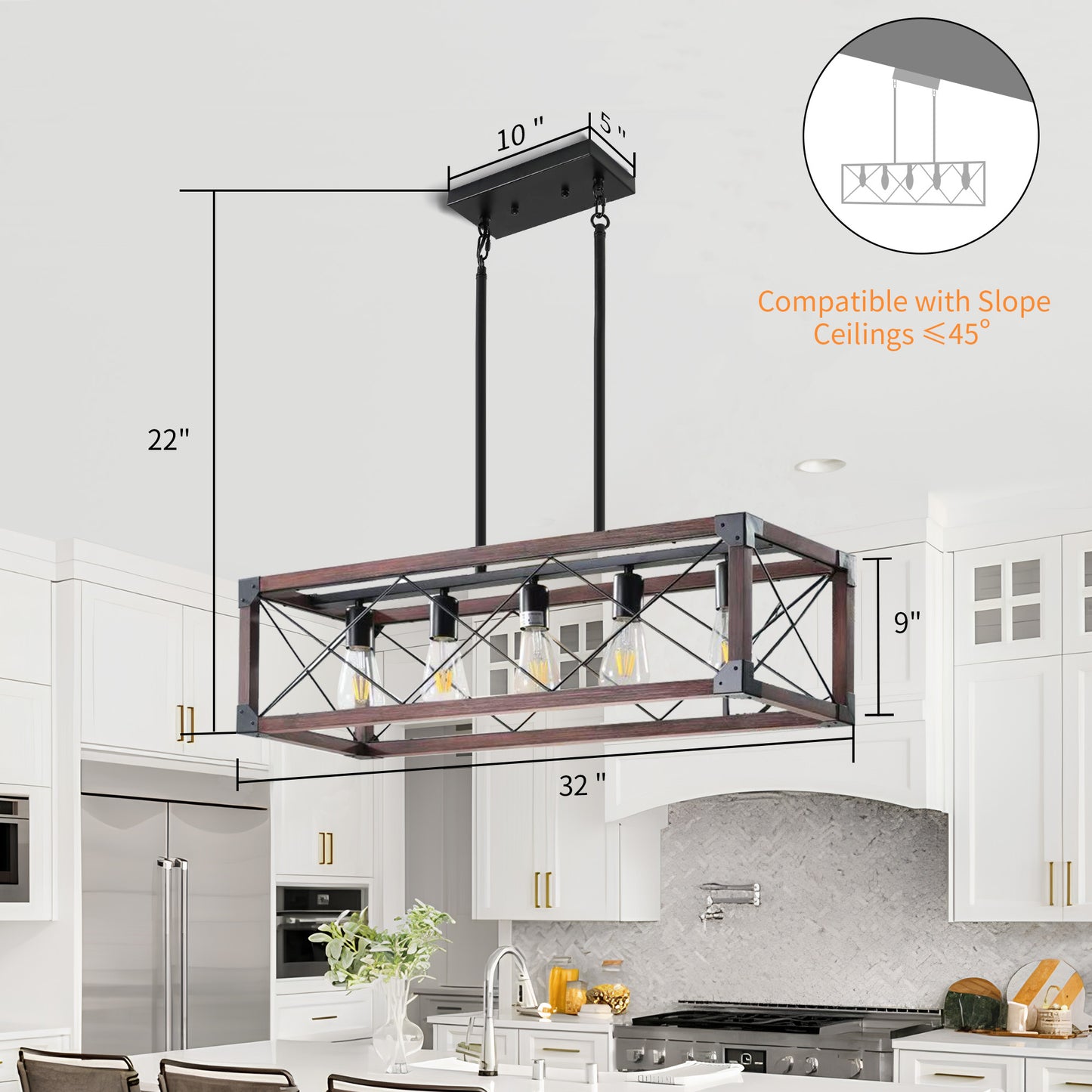 Taimei Solace 32 in. 5-Light Industrial Farmhouse Rectangle Pendant Light 4_6a3d0d03-decd-4d27-b4a3-27a390d6f938