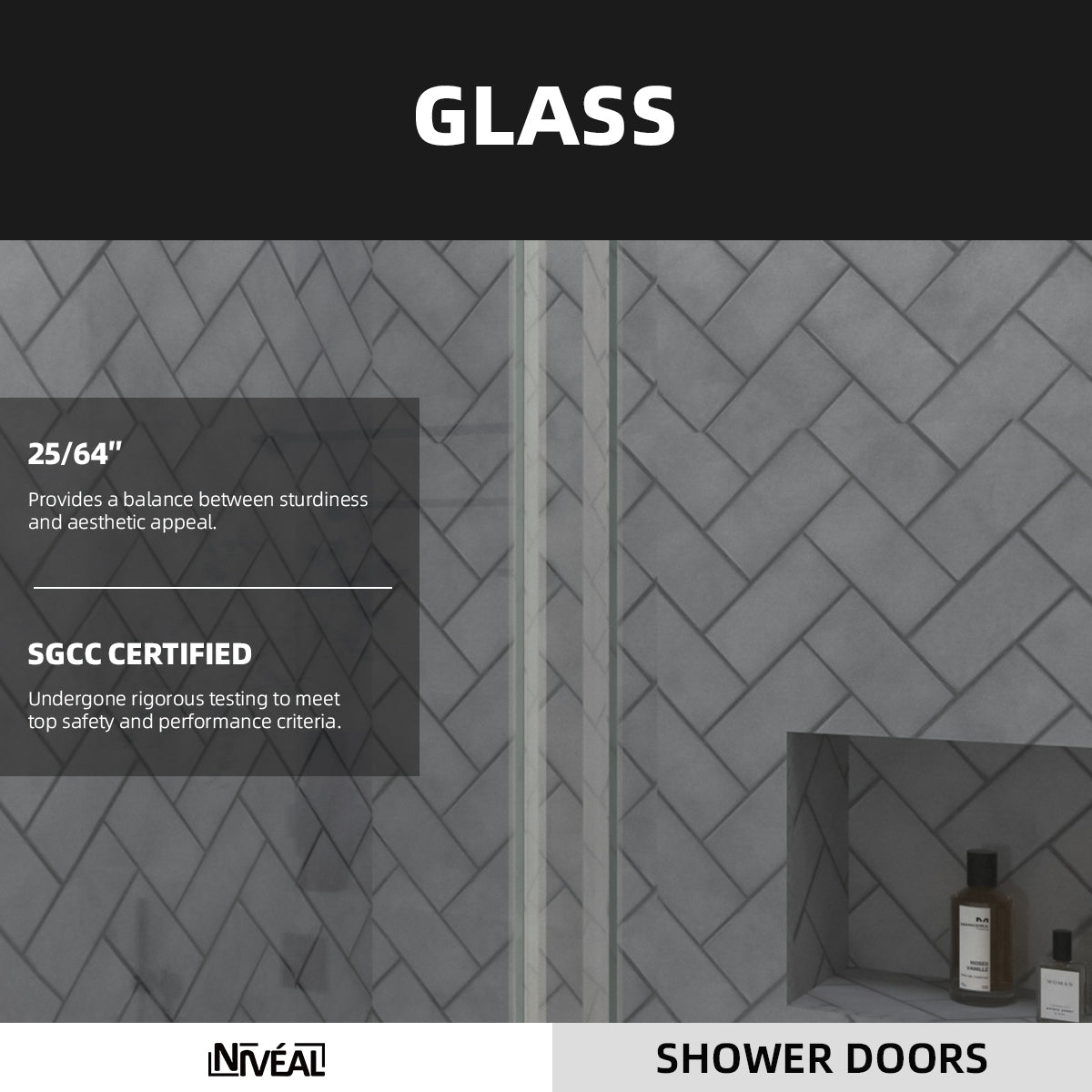 Niveal Koln 60 in. W x 72 in. H Sliding Semi-Frameless Shower Door with Clear Glass 4_6a9562a4-dcec-4232-9d07-3f3db08695a8