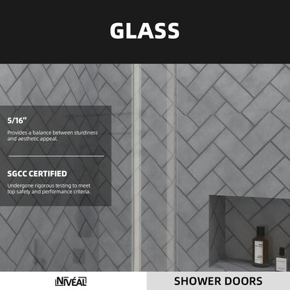 Niveal Vista 60 in. W x 76 in. H Sliding Semi-Frameless Shower Door with Clear Glass
