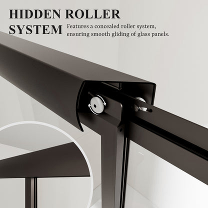 Nivorix Cleo 59 in. W x 56 in. H Sliding Framed Tub Door with Clear Tempered Glass