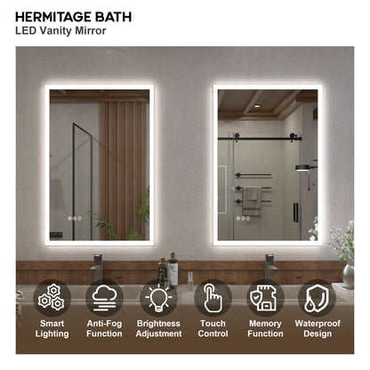 Musci Rectangular Frameless LED Wall Bathroom Vanity Mirror
