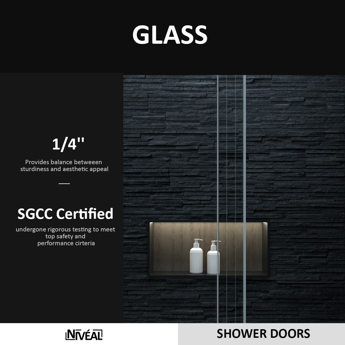 Niveal Essen 60 in. W x 60 in. H Sliding Semi-Frameless Tub Door in Matte Black Finish 4_72dae57d-256e-443b-962b-c73f87800c3f