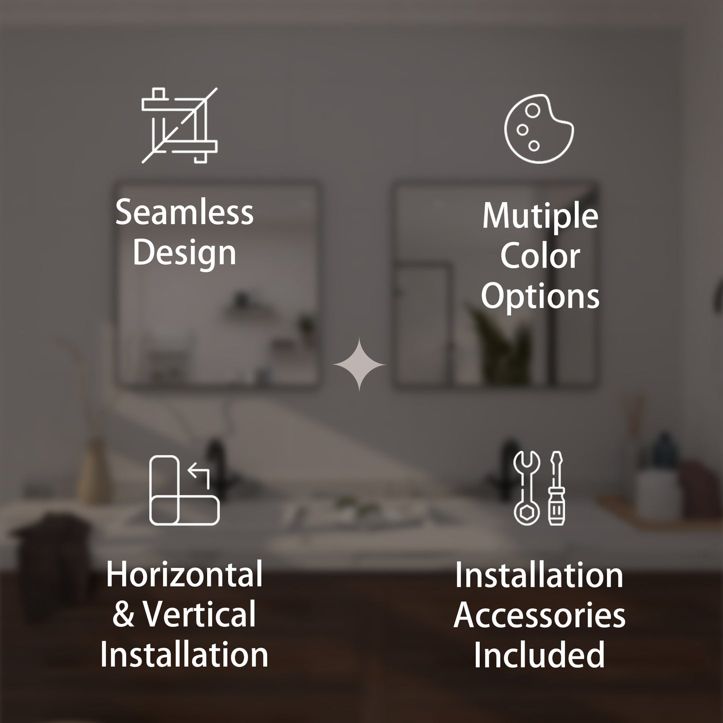 TaiMei 30 in. W x 30 in. H  Rectangular Framed Bathroom Vanity Mirror