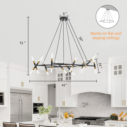 Taimei Cuprum 41 in. 20-Light Iron Modern Chandelier Fixture Branch Design
