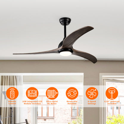 Taimei Cyre 52 in. Downrod Standard Ceiling Fan with Integrated LED with Remote Included DC Motor 4_86074527-3594-4752-bcbe-d0ca817b7262