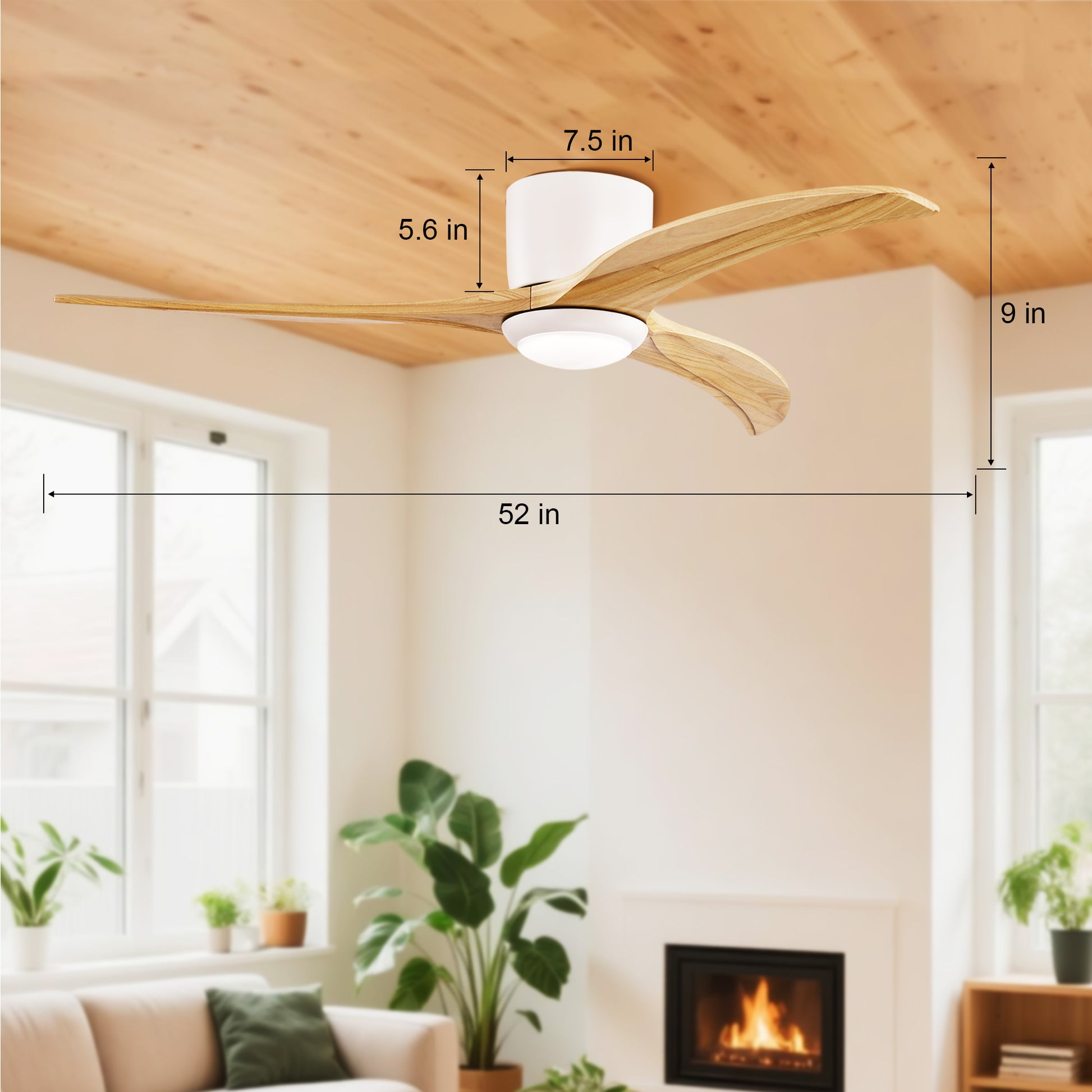 Taimei Niveu 52 in. Flush Mount Standard Ceiling Fan with Dimmable LED with Remote Included DC Motor 4_89c33f47-32db-485c-877b-b95ea9a91e8b