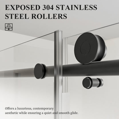 Nivorix Nexus 60 in. W x 60 in. H Sliding Semi-Frameless Tub Door with Clear Tempered Glass