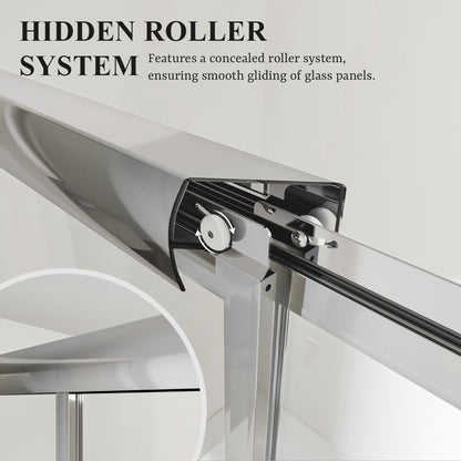 Nivorix Cleo 59 in. W x 56 in. H Sliding Framed Tub Door with Clear Tempered Glass