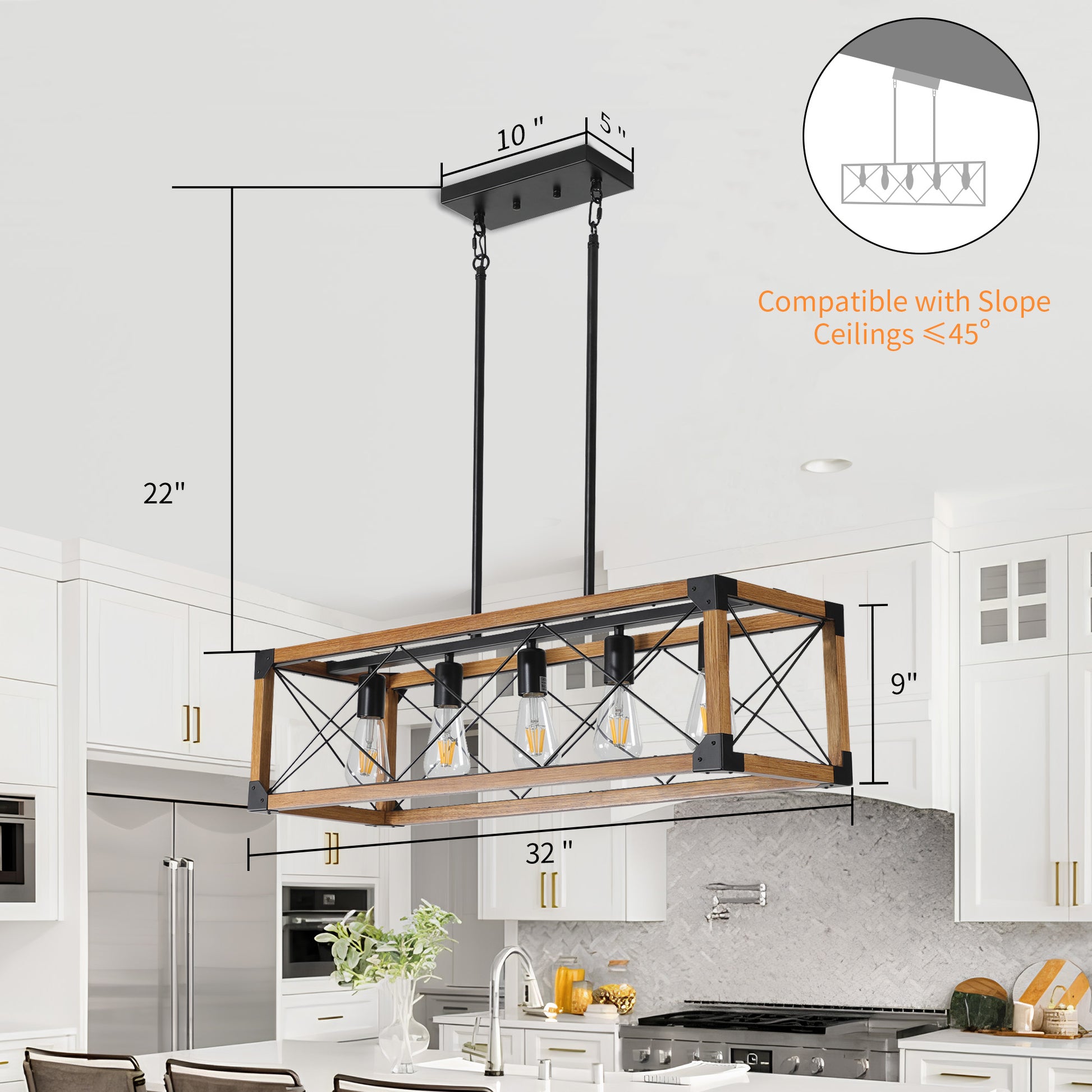 Taimei Solace 32 in. 5-Light Industrial Farmhouse Rectangle Pendant Light 4_939516e7-167f-4f69-9bad-ed67315af0a4