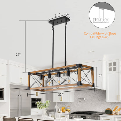 Taimei Solace 32 in. 5-Light Industrial Farmhouse Rectangle Pendant Light 4_939516e7-167f-4f69-9bad-ed67315af0a4