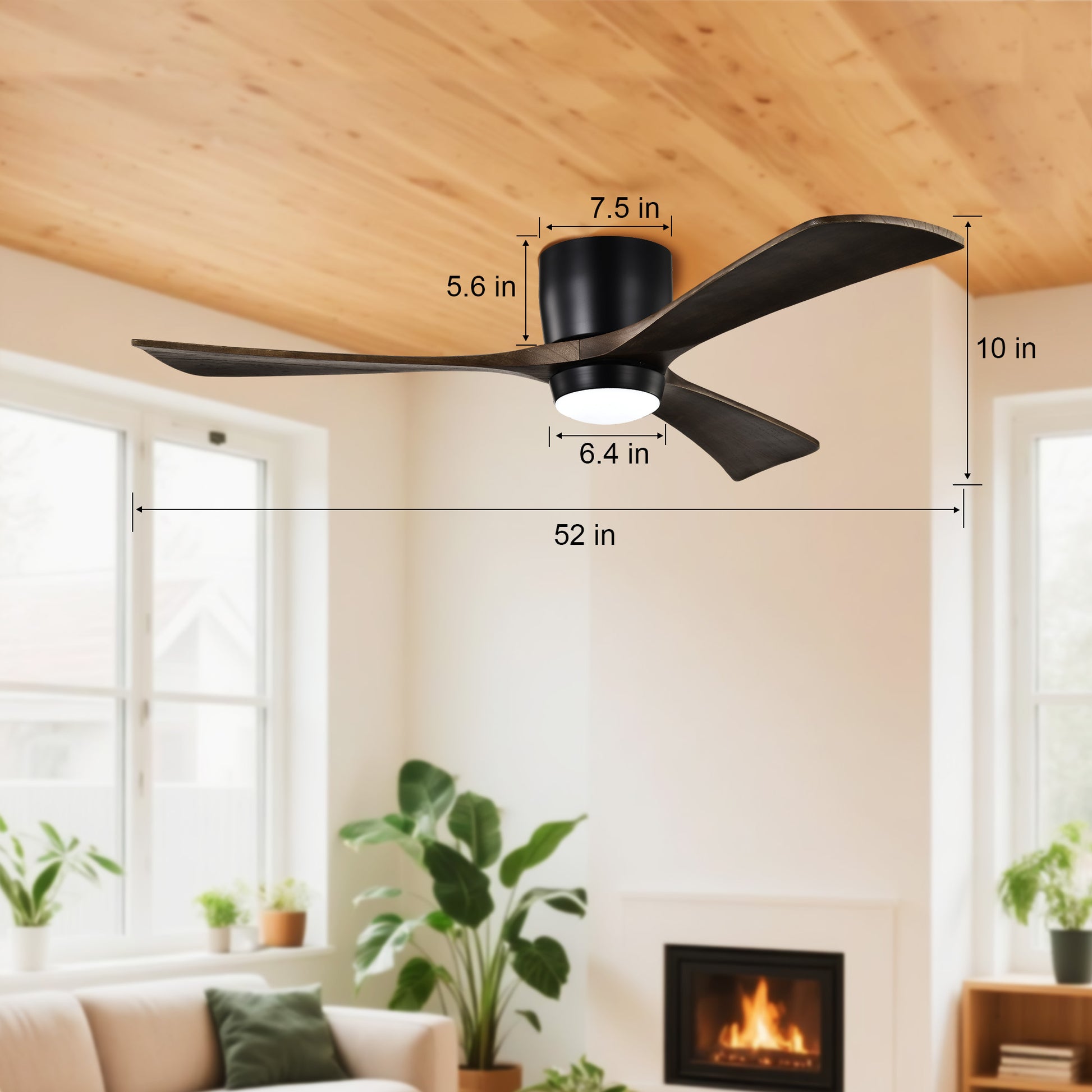 Taimei Stela 52 in. Flush Mount Standard Ceiling Fan with Dimmable LED with Remote Included DC Motor 4_939b2298-c712-430c-a552-db33f17307f8