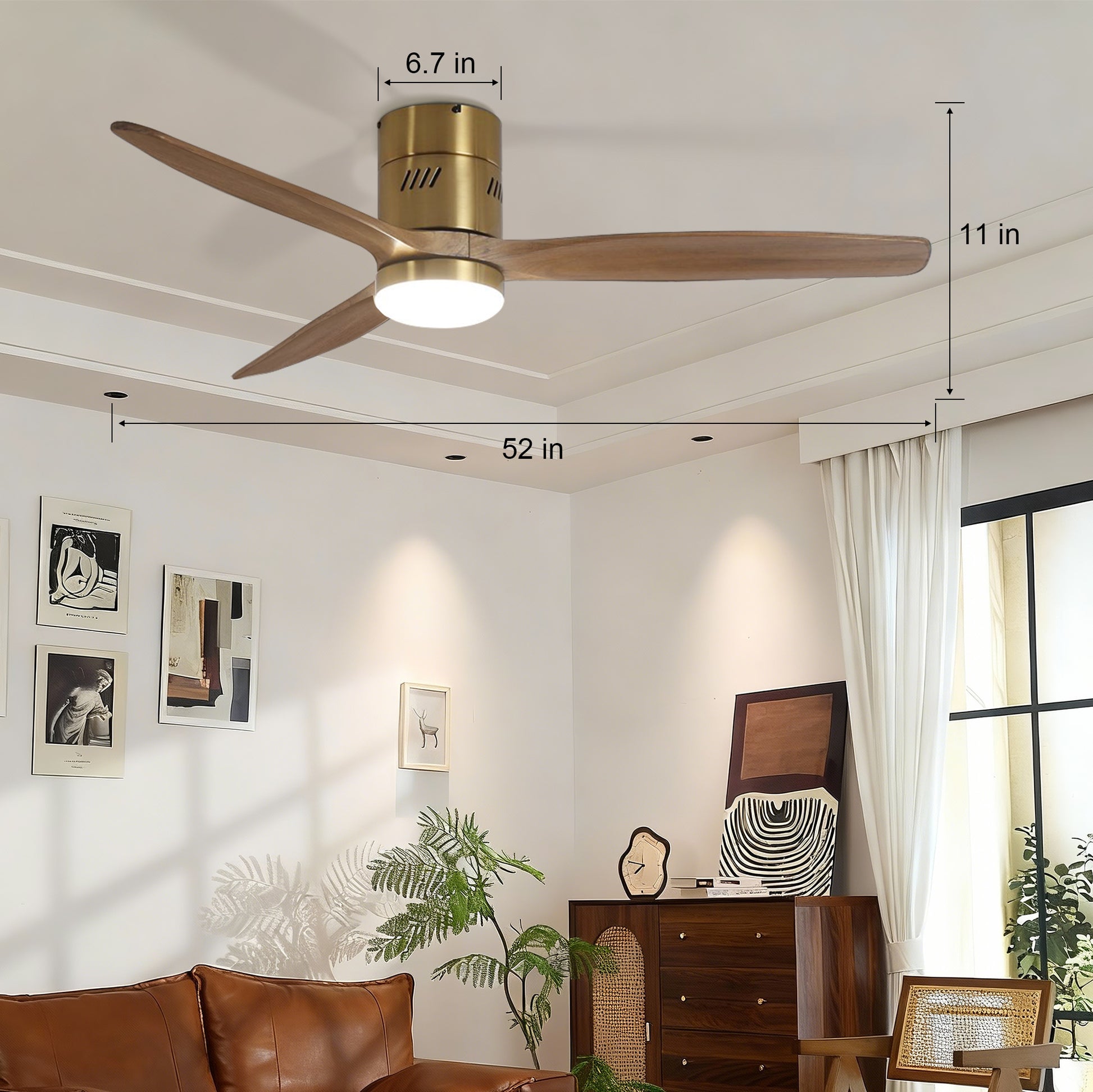 Taimei Ryme 52 in. Flush Mount Ceiling Fan with Light and Remote, DC Motor, Reversible 4_a23e67e3-bdc1-41e0-a1bf-060592191d18