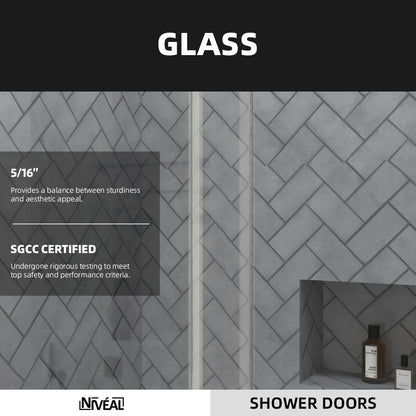 Niveal Vista 60 in. W x 76 in. H Sliding Semi-Frameless Shower Door with Clear Glass