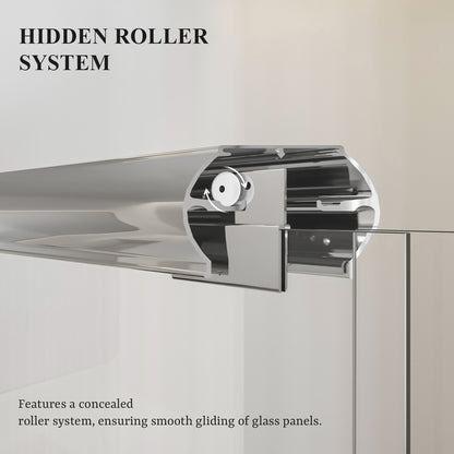 Nivorix Ridge 56 in. W x 60 in. H Sliding Semi-Frameless Tub Door with Clear Glass