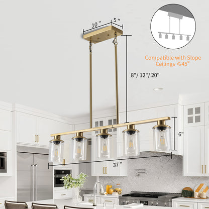 Taimei Aero 37 in. Industrial 5-Light Chandelier with Clear Glass Shades 4_b3b18d9a-764a-4751-99f1-9199d6904074