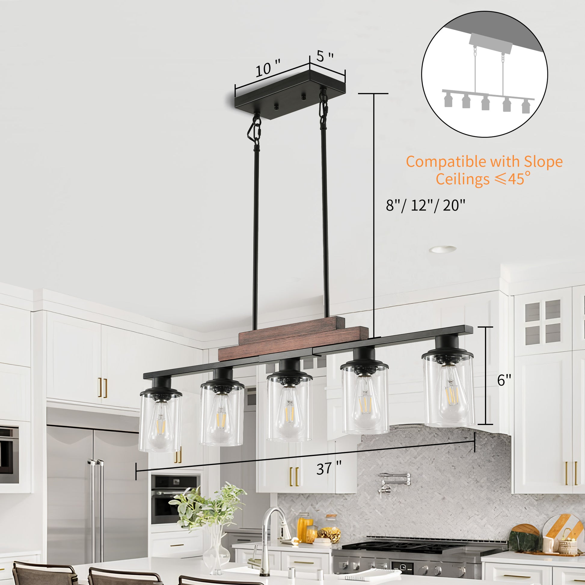 Taimei Aero 37 in. Industrial 5-Light Chandelier with Clear Glass Shades 4_b5b94a84-ef23-4fc7-9d27-a89c738e03e2