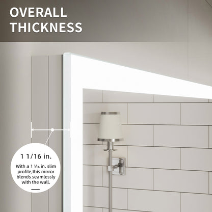 Niveal LMC Series Rectangular Frameless LED Wall Bathroom Vanity Mirror in Silver