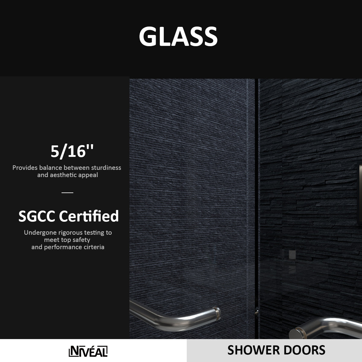 Niveal Vale 60 in. W x 72 in. H Sliding Semi-Frameless Shower Door with Clear Glass