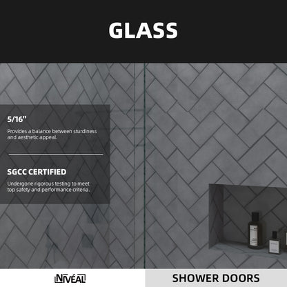 Niveal Bliss 60 in. W x 72 in. H Sliding Semi-Frameless Shower Door with Clear Glass
