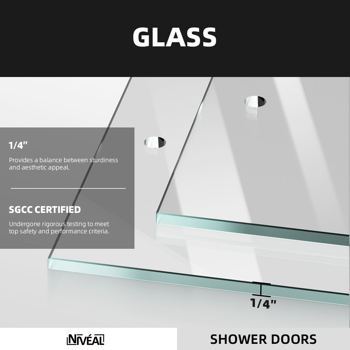 Niveal Victory 56 in. H x 60 in. W Sliding Semi-Frameless Tub Door with Clear Glass 4_d4e4b4fe-51ec-454d-a4d7-72c479b8f00d