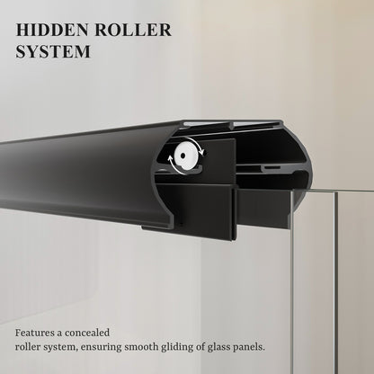 Nivorix Ridge 56 in. W x 60 in. H Sliding Semi-Frameless Tub Door with Clear Glass