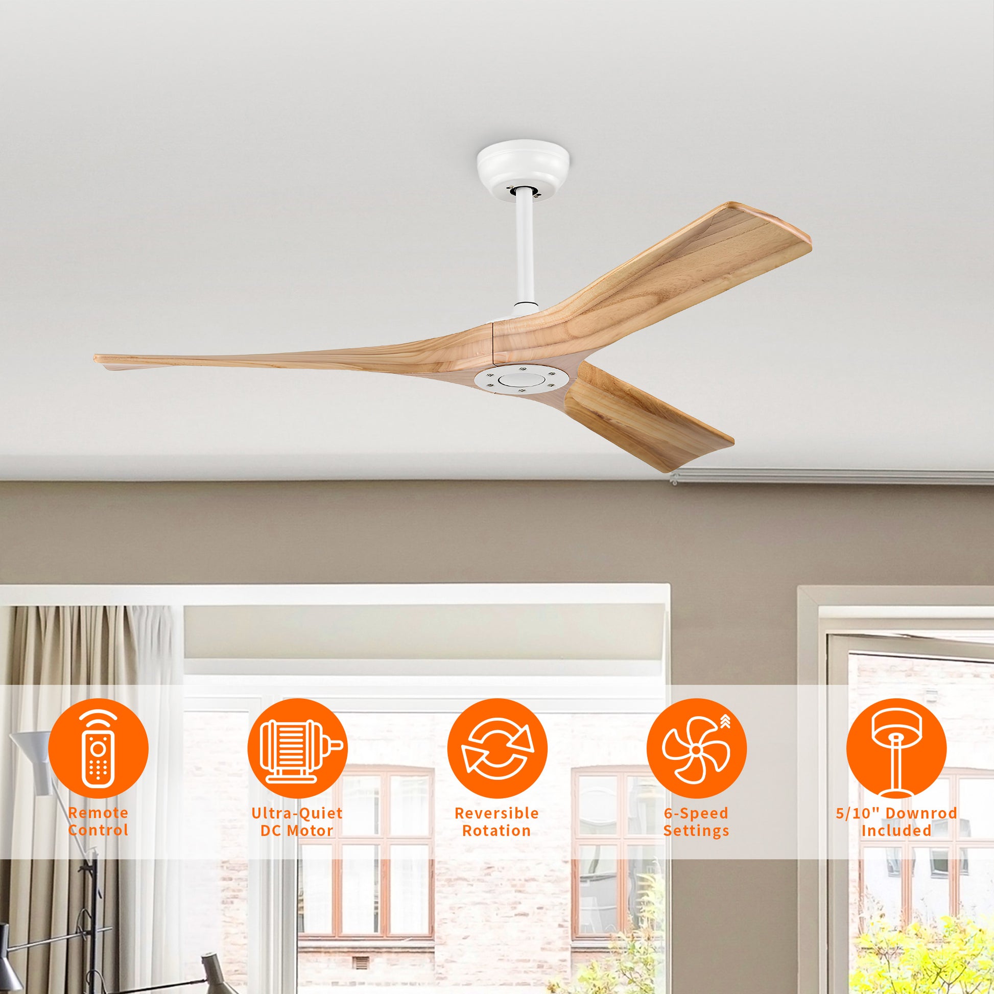 Taimei Orbis 52 in. Downrod Standard Ceiling Fan with Remote Included Reversible Solid Wood Blades 4_dde421ad-6c97-4899-88cd-6665f351c27c