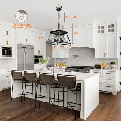 Taimei Vesper 16 in. 4-Light & Rustica 5-Light Farmhouse Industrial Chandelier Light 4_e55d5974-5d7c-405c-8757-da0879b0f63f