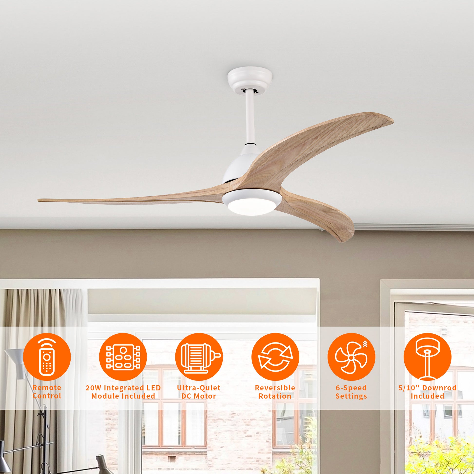 Taimei Cyre 52 in. Downrod Standard Ceiling Fan with Integrated LED with Remote Included DC Motor 4_e8ab34e3-89eb-41ea-96dc-025216c802d6