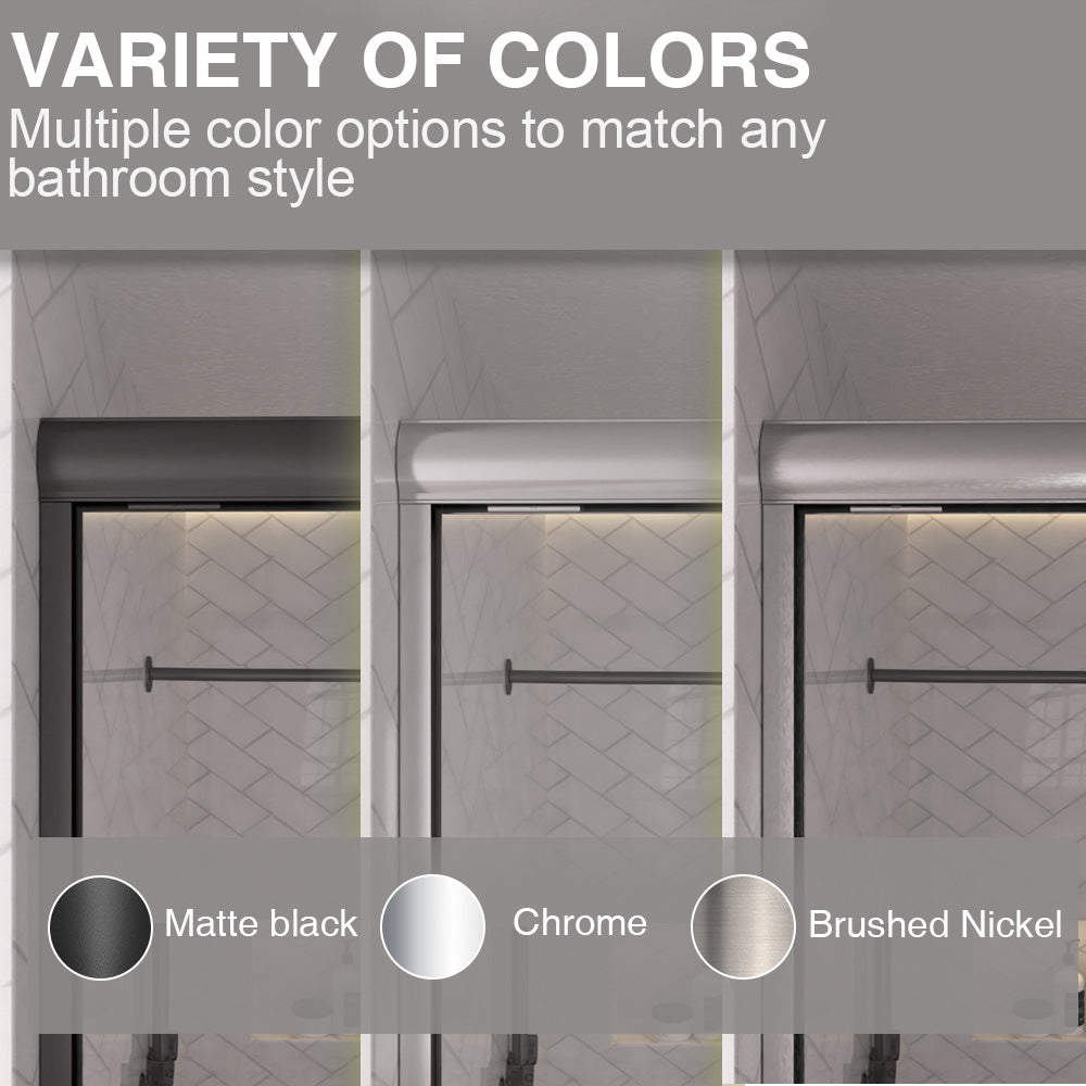 Shine 60 in. W x 56 in. H Semi-Frameless Sliding Tub Door with 1/4 in. Clear Tempered Glass 4_eac04898-2c48-46ba-82fb-aa56dcde0622