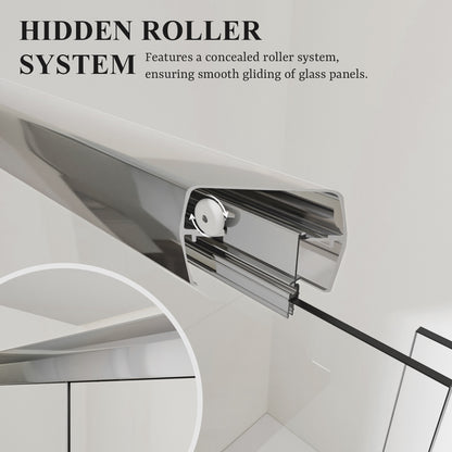 Nivorix Apex 60 in. W x 56 in. H Sliding Semi-Frameless Tub Door with Clear Glass 4_f09fb19e-7481-46f3-b03f-55ce6b1bb5b7