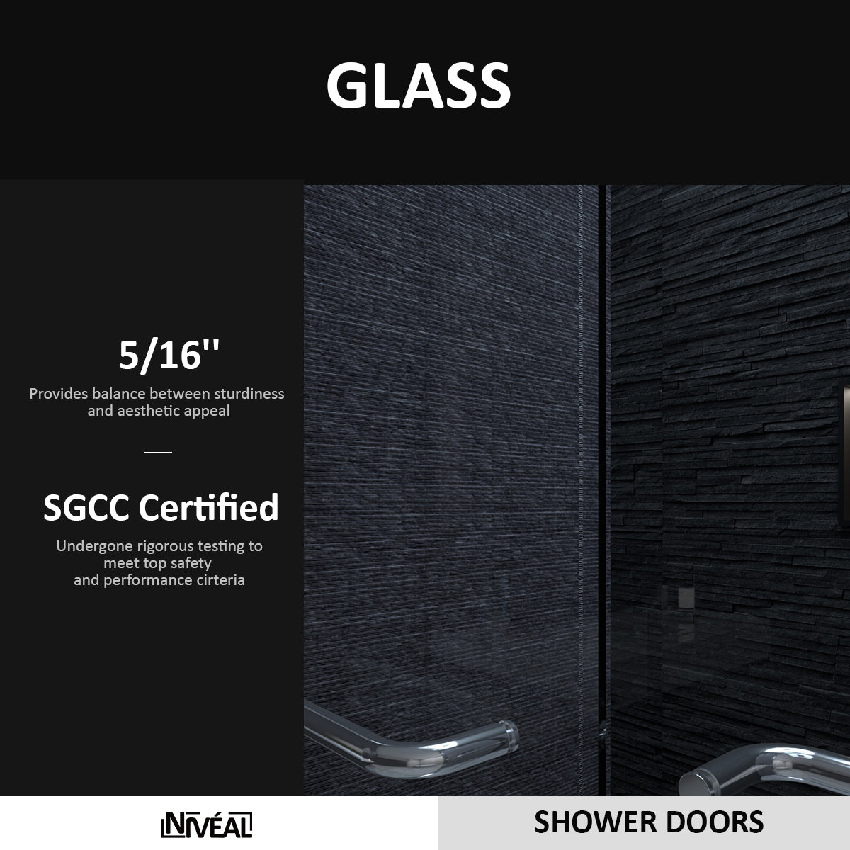 Niveal Vale 60 in. W x 72 in. H Sliding Semi-Frameless Shower Door with Clear Glass
