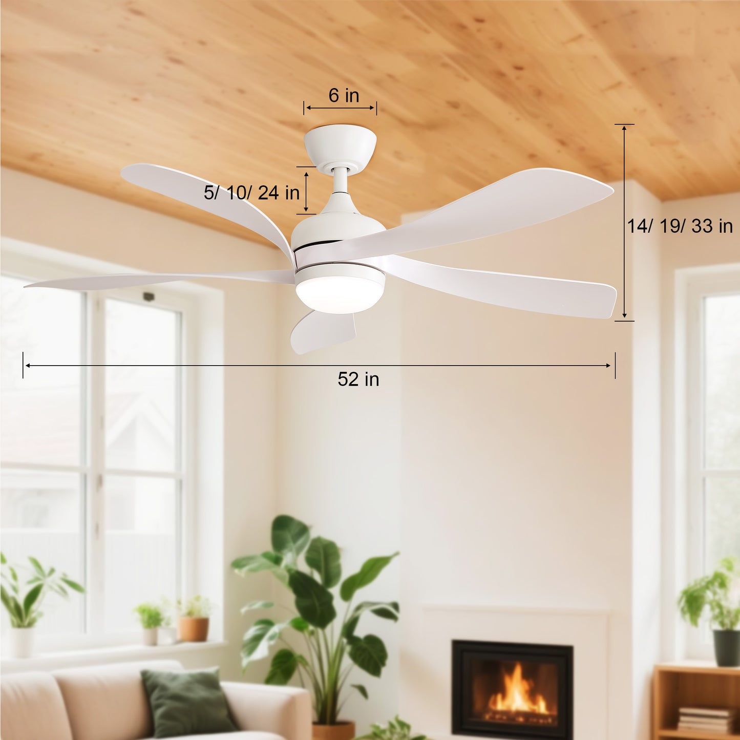 Taimei Sleek 52 in. Ceiling Fan - 5 Precision ABS Blades with Soft LED Light and Whisper-Quiet 6-Speed Remote Control White 4_f73eff61-8899-462e-bda6-8554535d931f