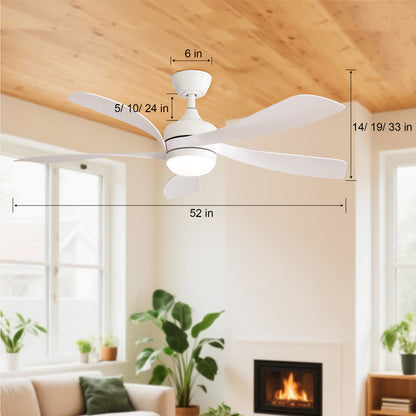 Taimei Sleek 52 in. Ceiling Fan - 5 Precision ABS Blades with Soft LED Light and Whisper-Quiet 6-Speed Remote Control White 4_f73eff61-8899-462e-bda6-8554535d931f