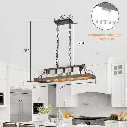 Taimei Olla 34 in. 5-Light Modern Farmhouse Chandelier Light