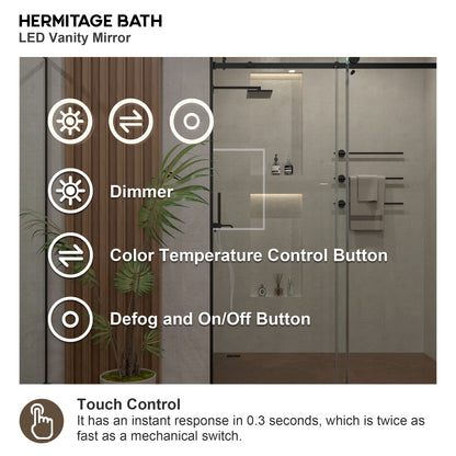 Haru Rectangular Frameless LED Wall Bathroom Vanity Mirror