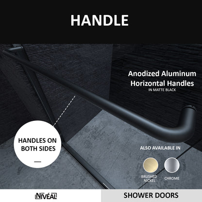 Niveal Vale 60 in. W x 72 in. H Sliding Semi-Frameless Shower Door with Clear Glass