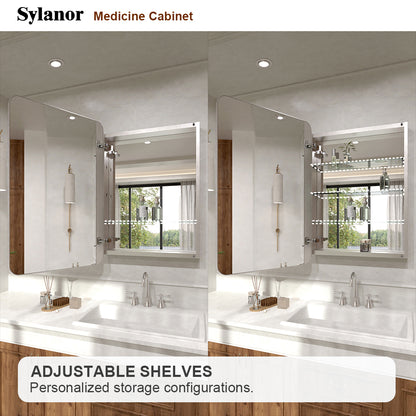 Verve Frameless Recessed or Surface-Mount Rectangular Aluminum Medicine Cabinet with Mirror in Brushed Nickel 5_1073cc6a-670b-48c6-8b00-ff1672fbd2c9