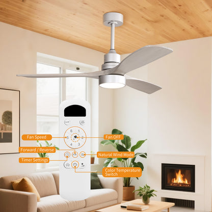 Taimei Selen 52 in. Downrod Standard Ceiling Fan with Integrated LED with Remote Included 3-Blade Reversible