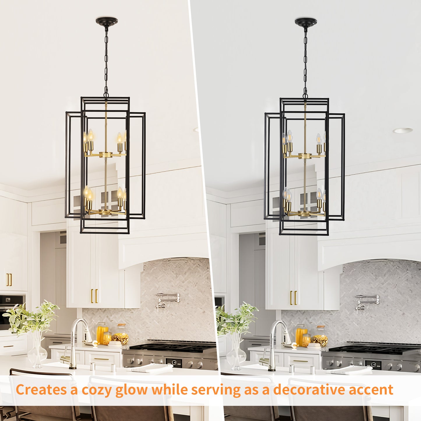 Taimei Astrale 18 in. Modern 8-Light Black Geometric Chandelier