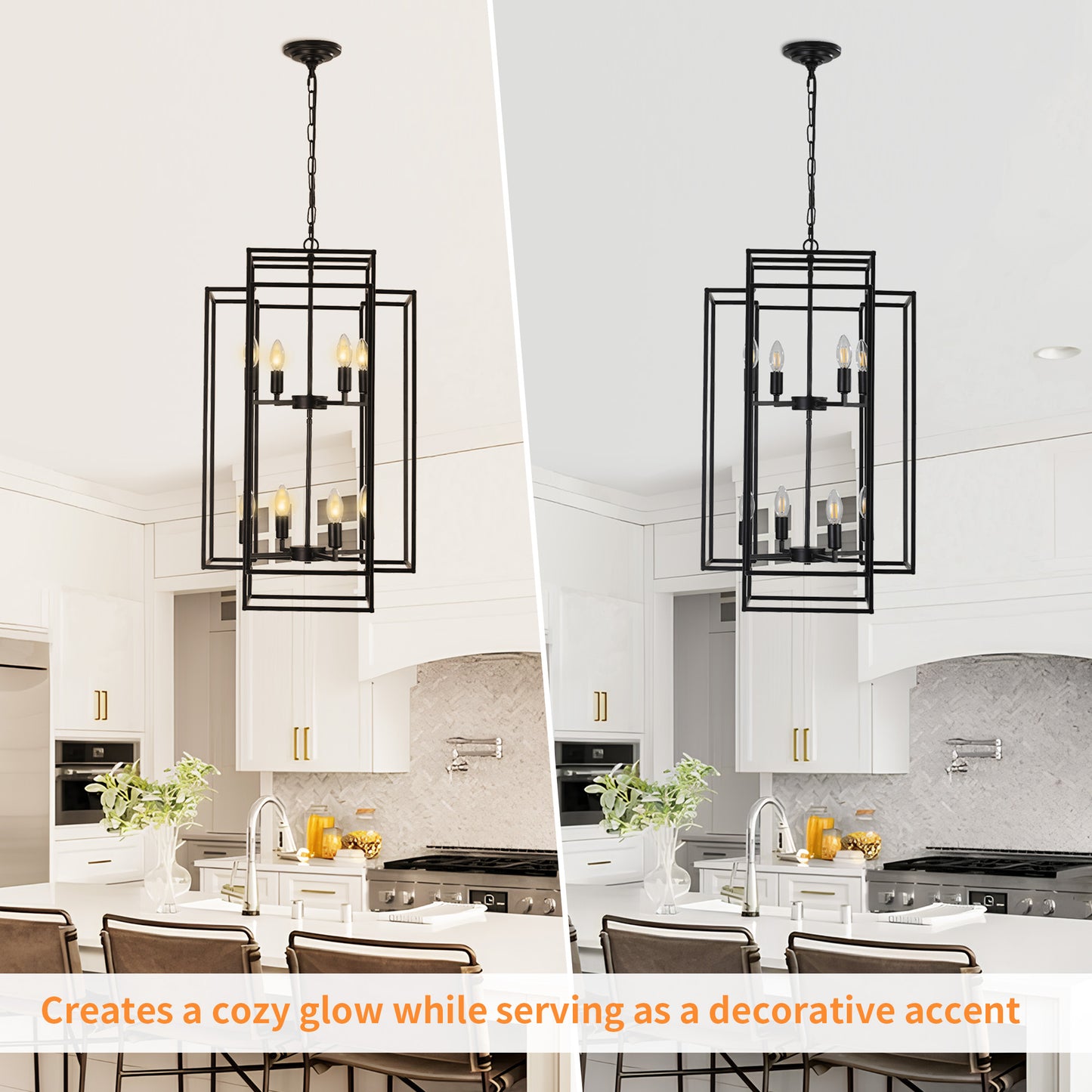 Taimei Astrale 18 in. Modern 8-Light Black Geometric Chandelier
