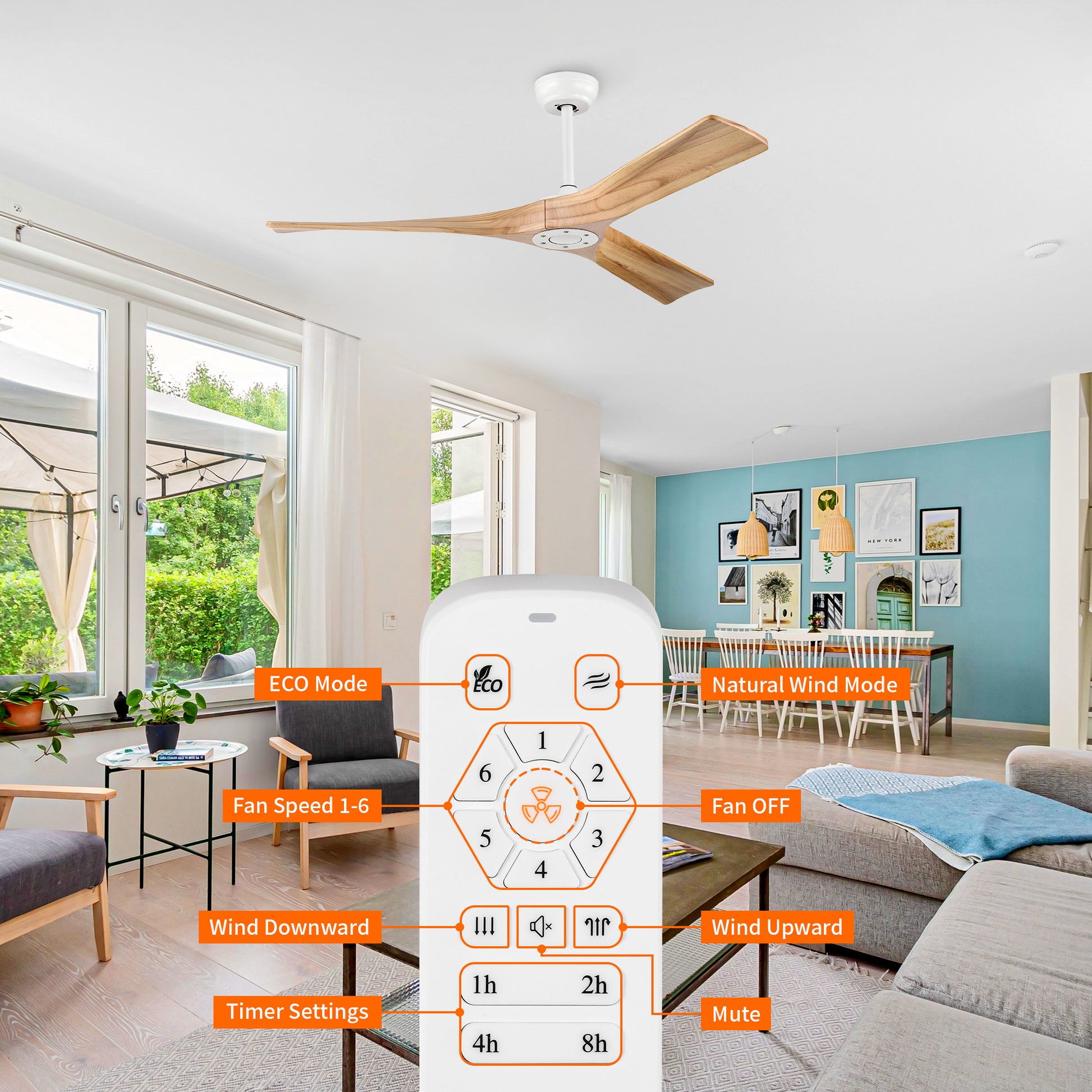 Taimei Orbis 52 in. Downrod Standard Ceiling Fan with Remote Included Reversible Solid Wood Blades 5_17bfe17a-35e7-4feb-927b-cdacb2f9ed57