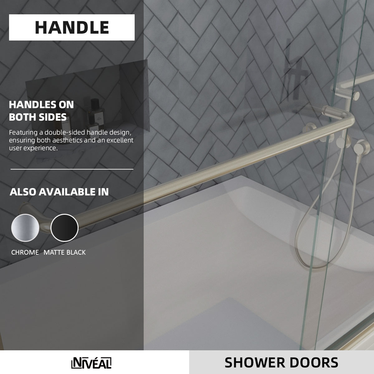 Niveal Bliss 60 in. W x 56 in. H Sliding Semi Frameless Tub Door with Clear Glass 5_1bc5756e-b0d1-483b-9e8c-9dbaa30857ad