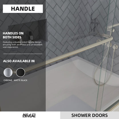 Niveal Bliss 60 in. W x 56 in. H Sliding Semi Frameless Tub Door with Clear Glass 5_1bc5756e-b0d1-483b-9e8c-9dbaa30857ad