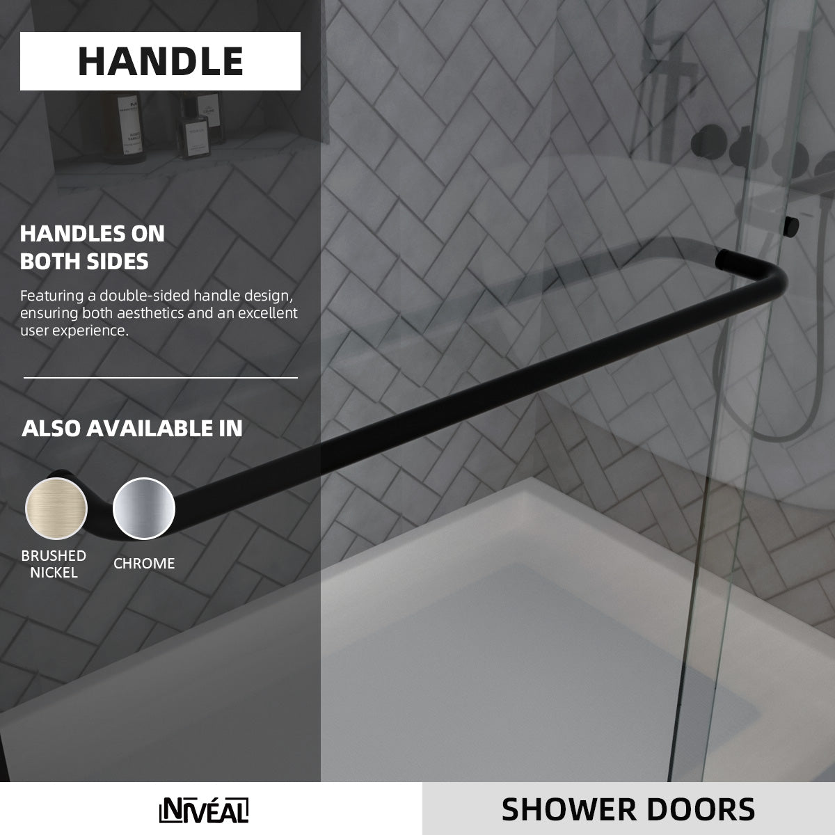 Niveal Bliss 60 in. W x 72 in. H Sliding Semi-Frameless Shower Door with Clear Glass