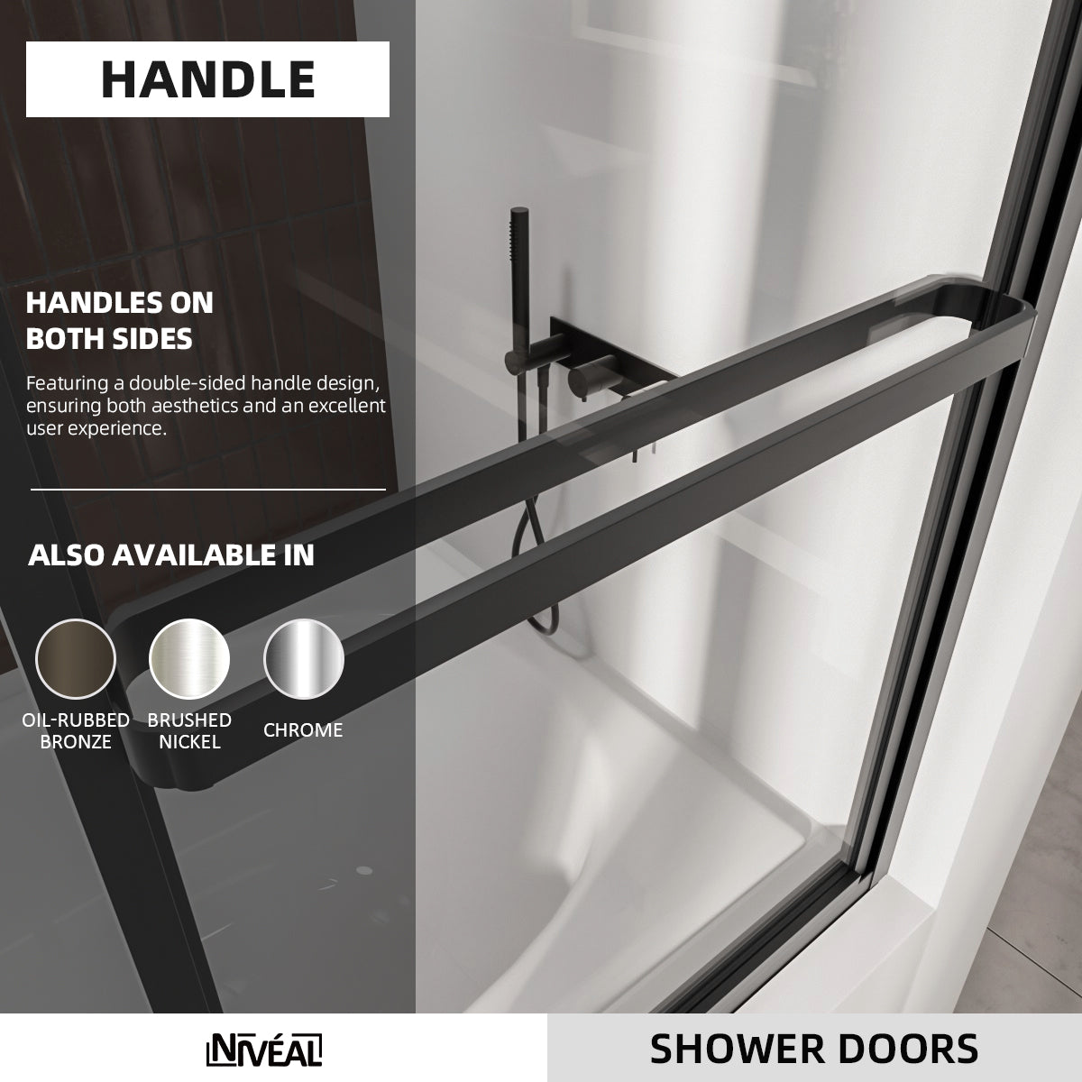 Niveal Luminous 59 in. W x 56 in. H Sliding Framed Tub Door with Clear Tempered Glass 5_1f5e7010-1552-4c38-9c3f-aefc4fd6b845