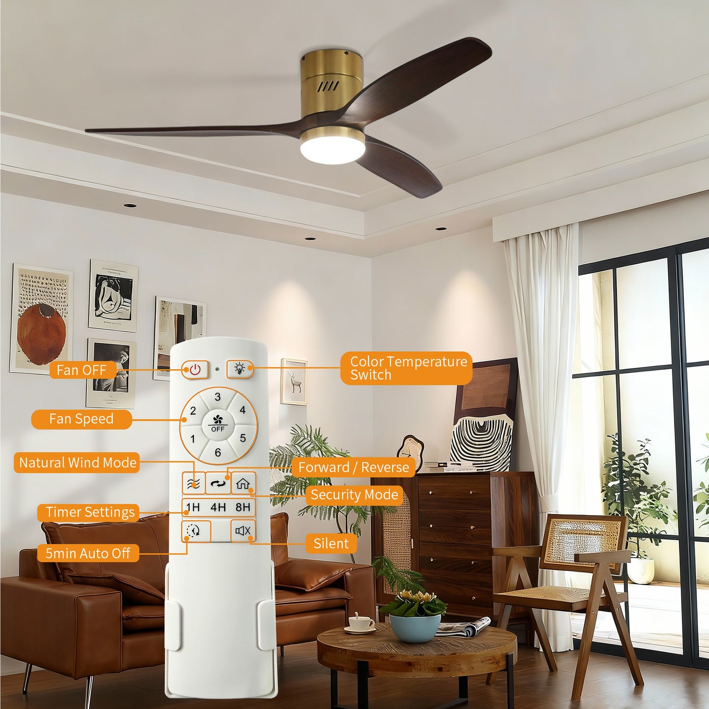Taimei Ryme 52 in. Flush Mount Ceiling Fan with Light and Remote, DC Motor, Reversible 5_26d6c572-52a6-4a97-a5e2-6739ed0c3839