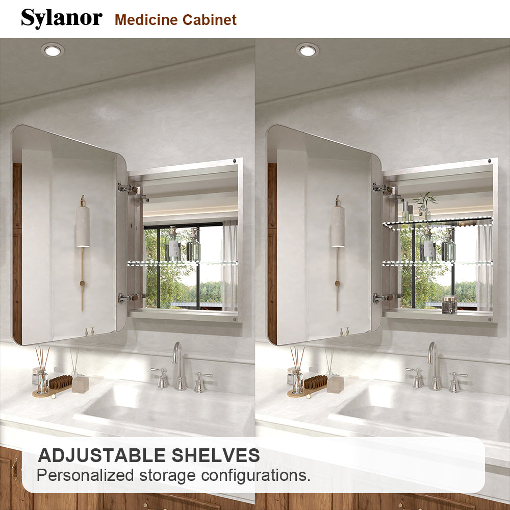 Verve Frameless Recessed or Surface-Mount Rectangular Aluminum Medicine Cabinet with Mirror in Brushed Nickel 5_2a5ee4a9-0686-4a16-ac6e-2896e3380c67