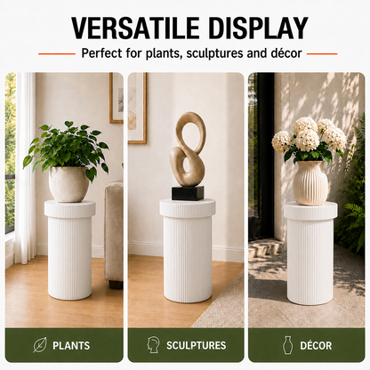 Alora 24 in. Tall White Magnesium Oxide Pedestal Plant Stand