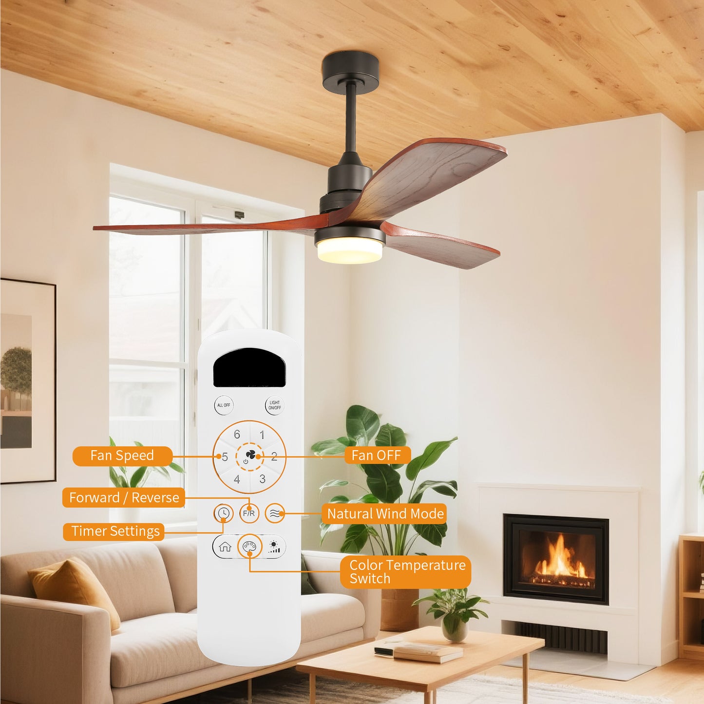 Taimei Nimis 52 in. Downrod Standard Ceiling Fan with Integrated LED with Remote Included DC Motor 5_33bb90da-da7a-4985-84e8-f143c0a4ab06