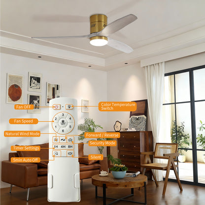 Taimei Ryme 52 in. Flush Mount Ceiling Fan with Light and Remote, DC Motor, Reversible 5_379deecb-5493-4420-88d7-1deac7c62824